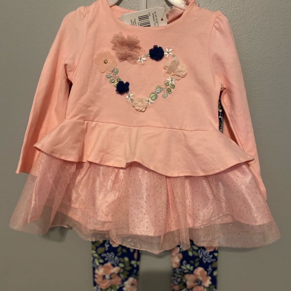 2 piece floral print baby girl tulle outfit